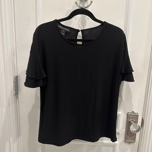 NWOT INC black shirt with ruffle sleeves